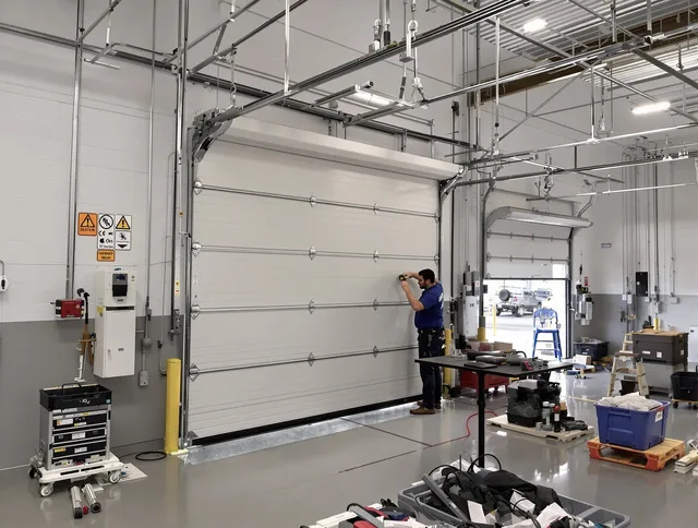 Commercial garage door repair being performed by Killingly Garage Door Repair expert in Killingly