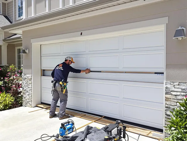 Killingly Garage Door Repair team performing complete garage door replacement at Killingly residence