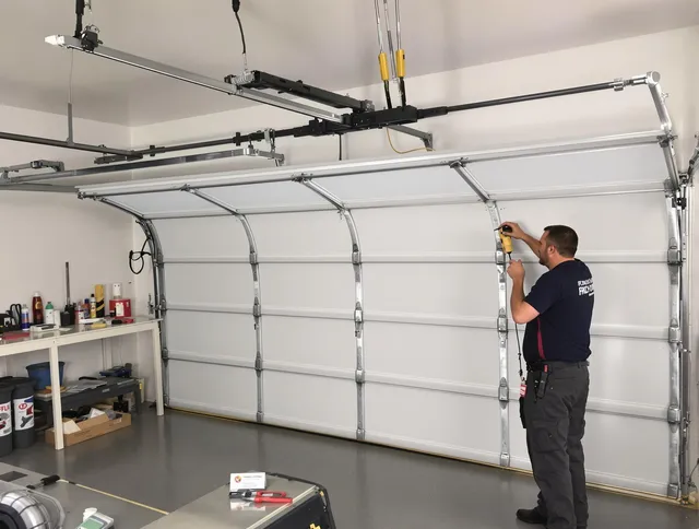 Killingly Garage Door Repair certified technician performing overhead door system repair in Killingly